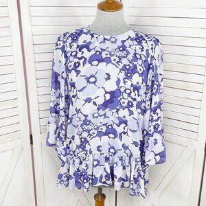 Michael Kors Springtime Floral Print 3/4 Sleeves Blouse